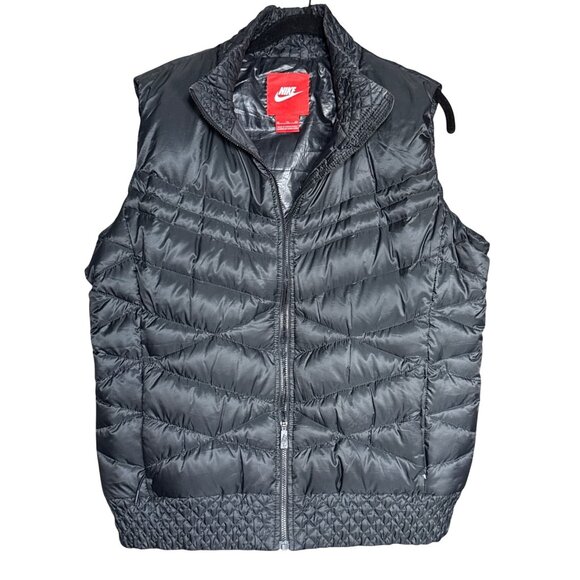 Nike Black Quilted Down Puffer Vest Men's XL Lightweight Warm Zip Front - Picture 1 of 14